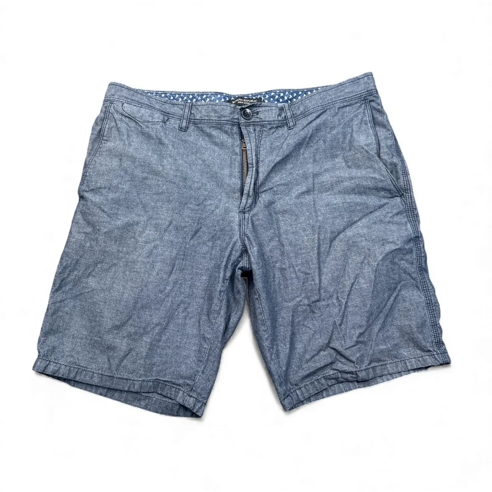 Banana Republic Aiden Chino Shorts Mens Size 33 Blue Gray Casual Stretch Classic